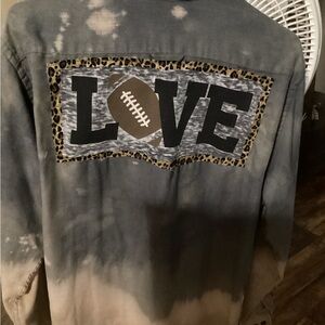 Gray and Tan Love Football Jacket